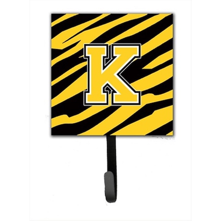 Carolines Treasures Letter K Initial Monogram - Tiger Stripe - Black Gold Leash Holder Or Key Hook CJ1026-KSH4